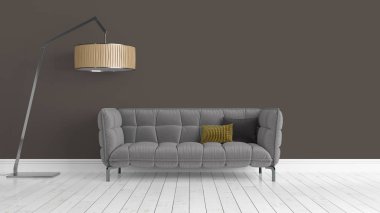 Modern parlak iç. 3D render