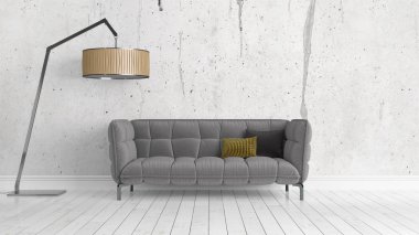 Modern parlak iç. 3D render