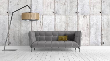 Modern parlak iç. 3D render