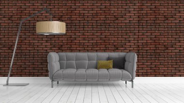 Modern parlak iç. 3D render