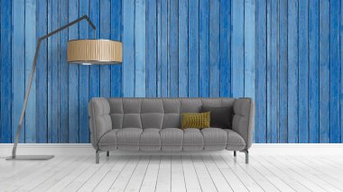 Modern parlak iç. 3D render