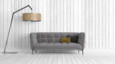 Modern parlak iç. 3D render