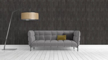 Modern parlak iç. 3D render