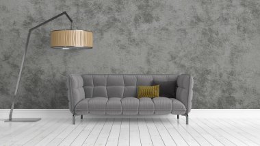 Modern parlak iç. 3D render