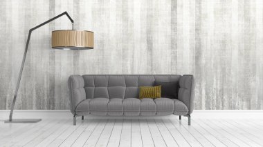 Modern parlak iç. 3D render