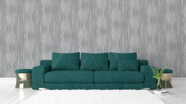 Modern parlak iç. 3D render