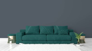 Modern parlak iç. 3D render