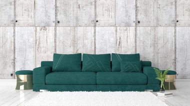 Modern parlak iç. 3D render