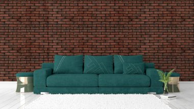 Modern parlak iç. 3D render