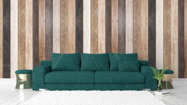 Modern parlak iç. 3D render