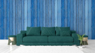 Modern parlak iç. 3D render