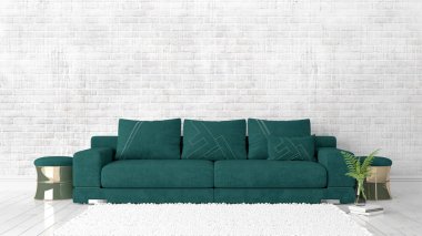 Modern parlak iç. 3D render