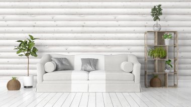 Modern parlak iç. 3D render