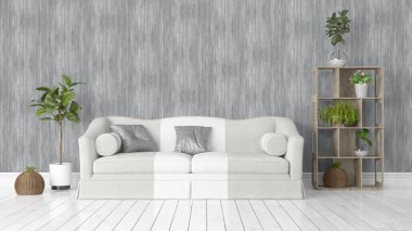 Modern parlak iç. 3D render