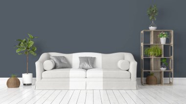 Modern parlak iç. 3D render