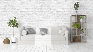 Modern parlak iç. 3D render