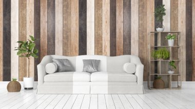 Modern parlak iç. 3D render