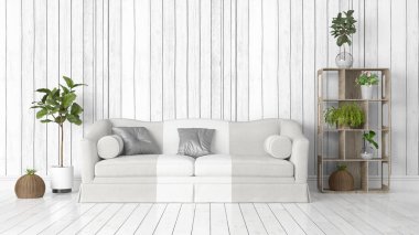 Modern parlak iç. 3D render