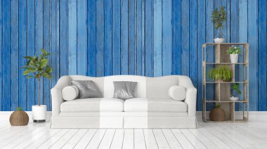 Modern parlak iç. 3D render