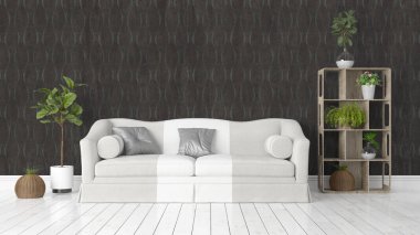 Modern parlak iç. 3D render