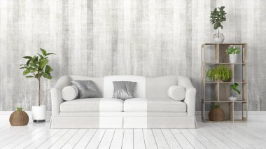 Modern parlak iç. 3D render