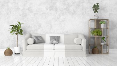 Modern parlak iç. 3D render