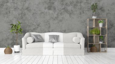 Modern parlak iç. 3D render