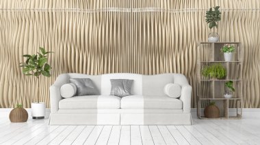 Modern parlak iç. 3D render