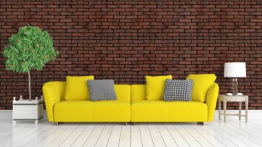 Modern parlak iç. 3D render