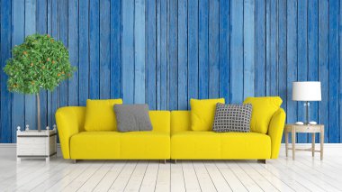 Modern parlak iç. 3D render