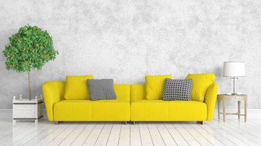 Modern parlak iç. 3D render