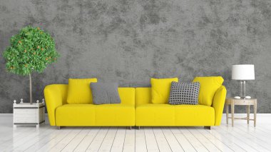 Modern parlak iç. 3D render