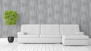 Modern parlak iç. 3D render