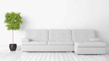 Modern parlak iç. 3D render