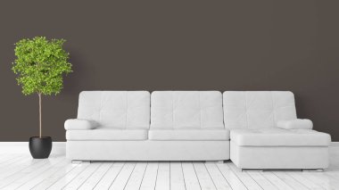 Modern parlak iç. 3D render