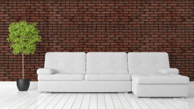 Modern parlak iç. 3D render