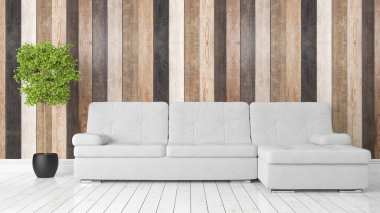 Modern parlak iç. 3D render