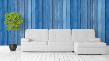 Modern parlak iç. 3D render