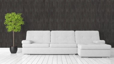 Modern parlak iç. 3D render