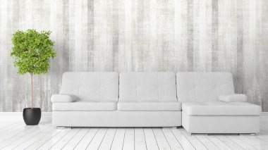 Modern parlak iç. 3D render