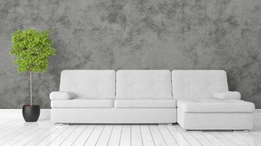 Modern parlak iç. 3D render