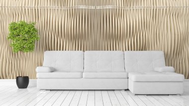 Modern parlak iç. 3D render