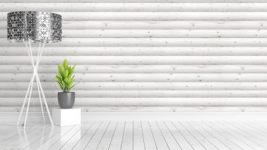 Modern parlak iç. 3D render