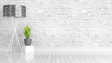 Modern parlak iç. 3D render