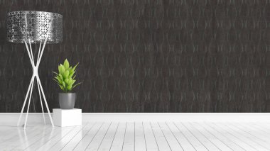 Modern parlak iç. 3D render