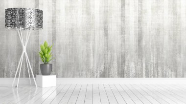 Modern parlak iç. 3D render