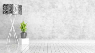 Modern parlak iç. 3D render