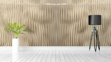 Modern parlak iç. 3D render