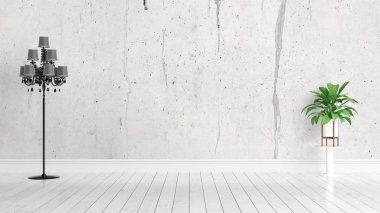 Modern parlak iç. 3D render