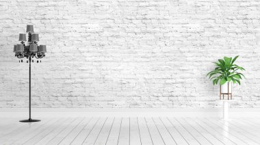 Modern parlak iç. 3D render